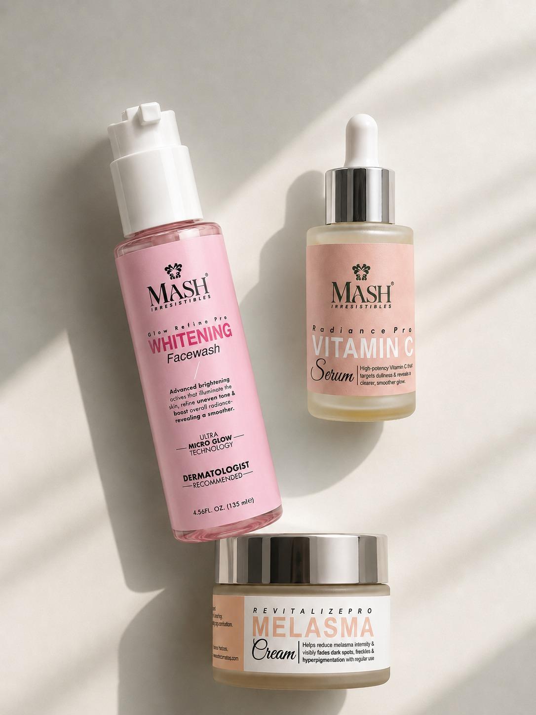 MASH Whitening Facewash Vitamin C Serum and Melasma Cream