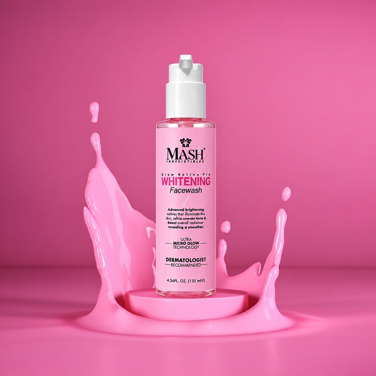 MASH Glow Refine Pro Whitening Facewash bottle and box
